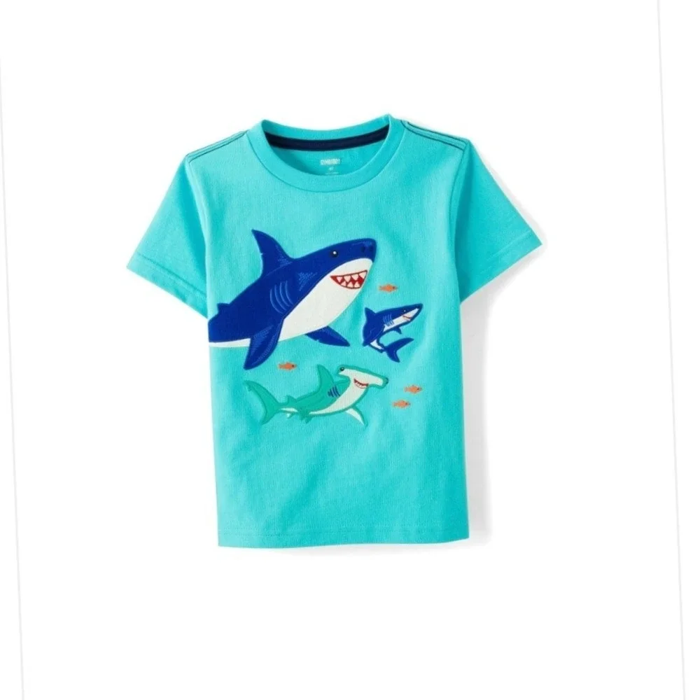 Gymboree Toddler Boys 2T Graphic Tee Bundle Dinosaur Shark Cotton Shirts 2pk